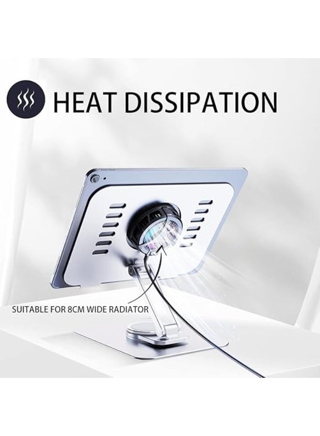 حامل تابلت من الألمنيوم دوار 360° – حامل قابل للتعديل والطي للأجهزة 4–14 بوصة والشاشات - Image 3